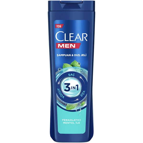 Clear - Clear Men 3ın1 Ferahlatıcı Mentol Şampuan Duş Jeli 350 ml