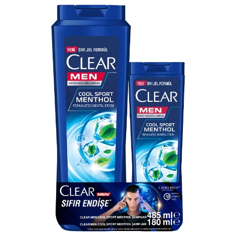 Clear - Clear Men Şampuan Cool Sport Menthol 485 ml + 180 ml
