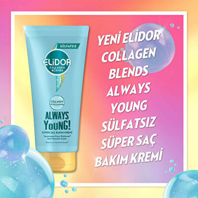 Elidor Collagen Blends Onarıcı Yıpranma Karşıtıı Always Young Sülfatsız Saç Bakım Kremi 170 ml
