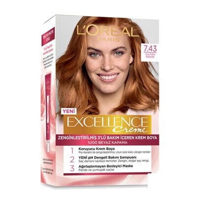 Loreal Paris ExcellenceCreme Saç Boyası 7.43 Sultan Bakırı - 1