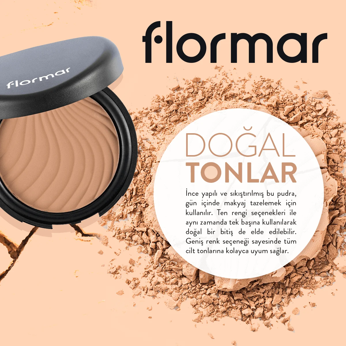 Flormar Compact Powder Pudra 93 Natural Coral Beige - 2