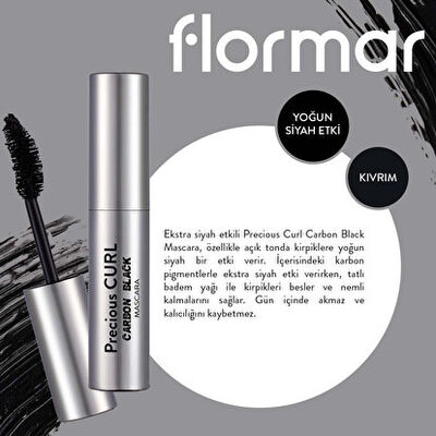 Flormar Precious Curl Carbon Black Maskara - 2