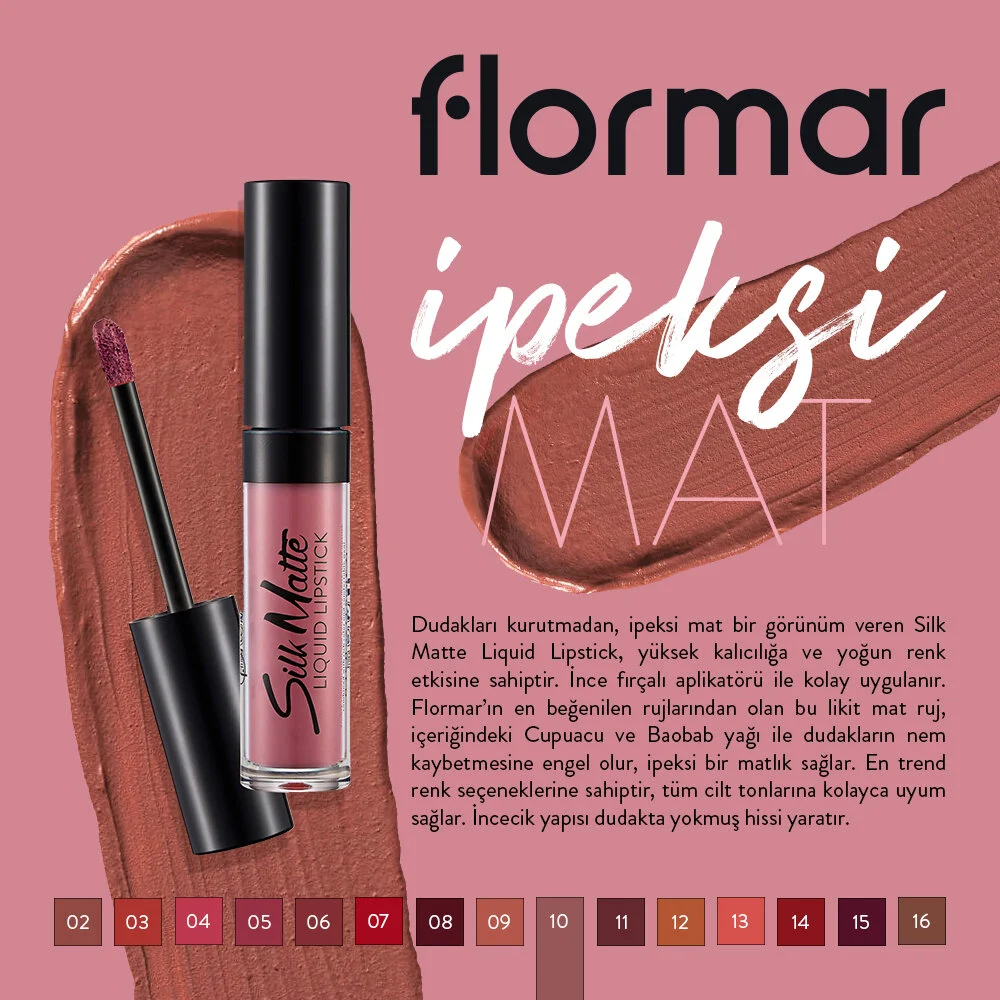 Flormar Silk Matte Liquid Lipstick 10 Tender Terra - Thumbnail