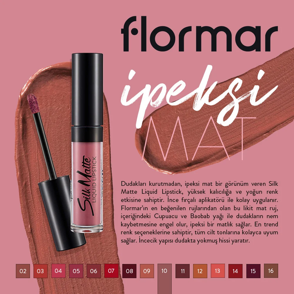 Flormar Silk Matte Liquid Lipstick 10 Tender Terra - 2