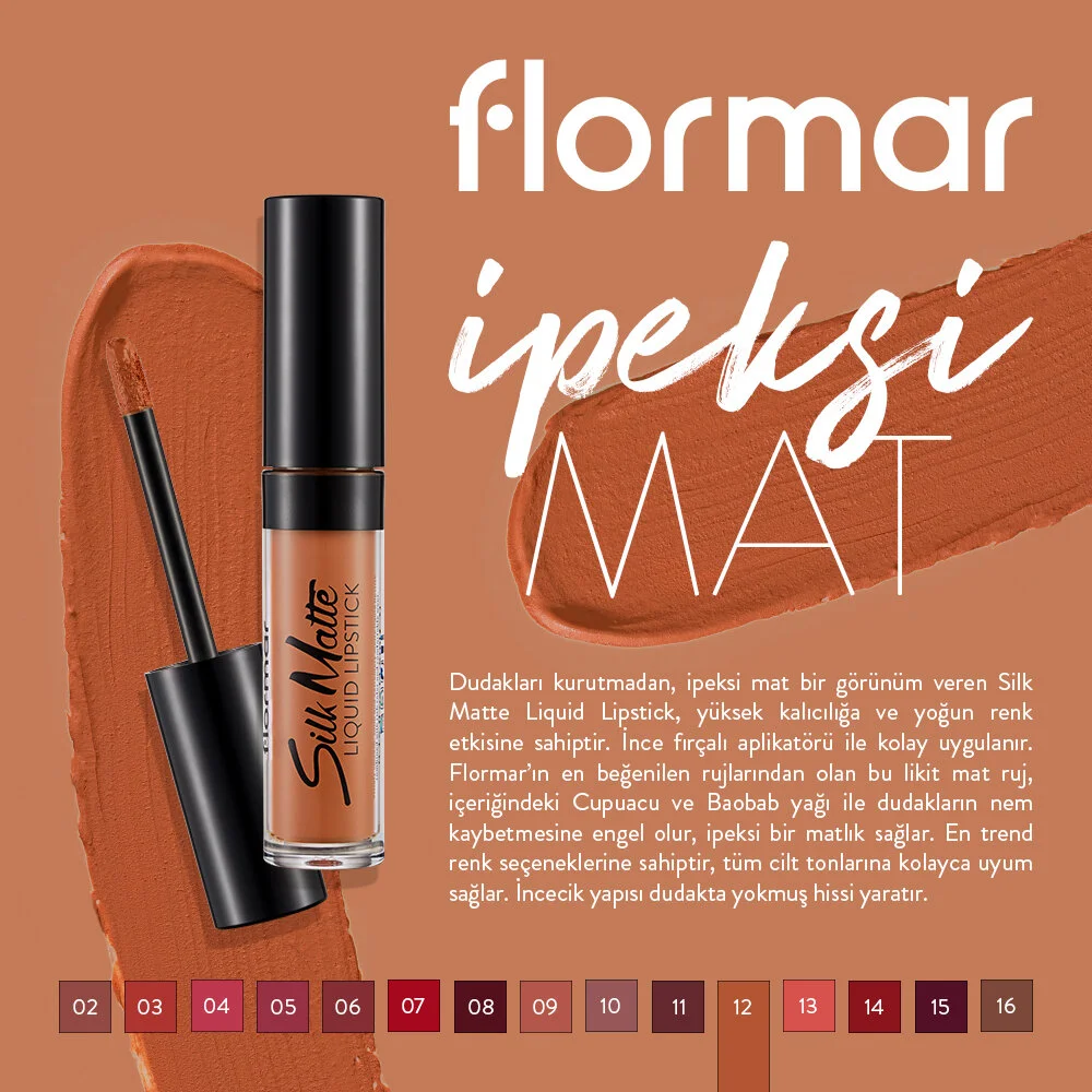 Flormar Silk Matte Liquid Lipstick 012 Terracotta - 2