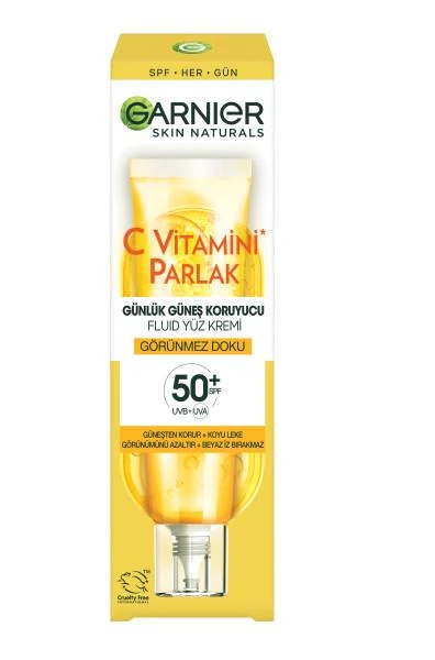 Garnier - Garnier C Vitamini Parlak Görünmez Doku Günlük Güneş Koruyucu Fluid Yüz Kremi 40 ml