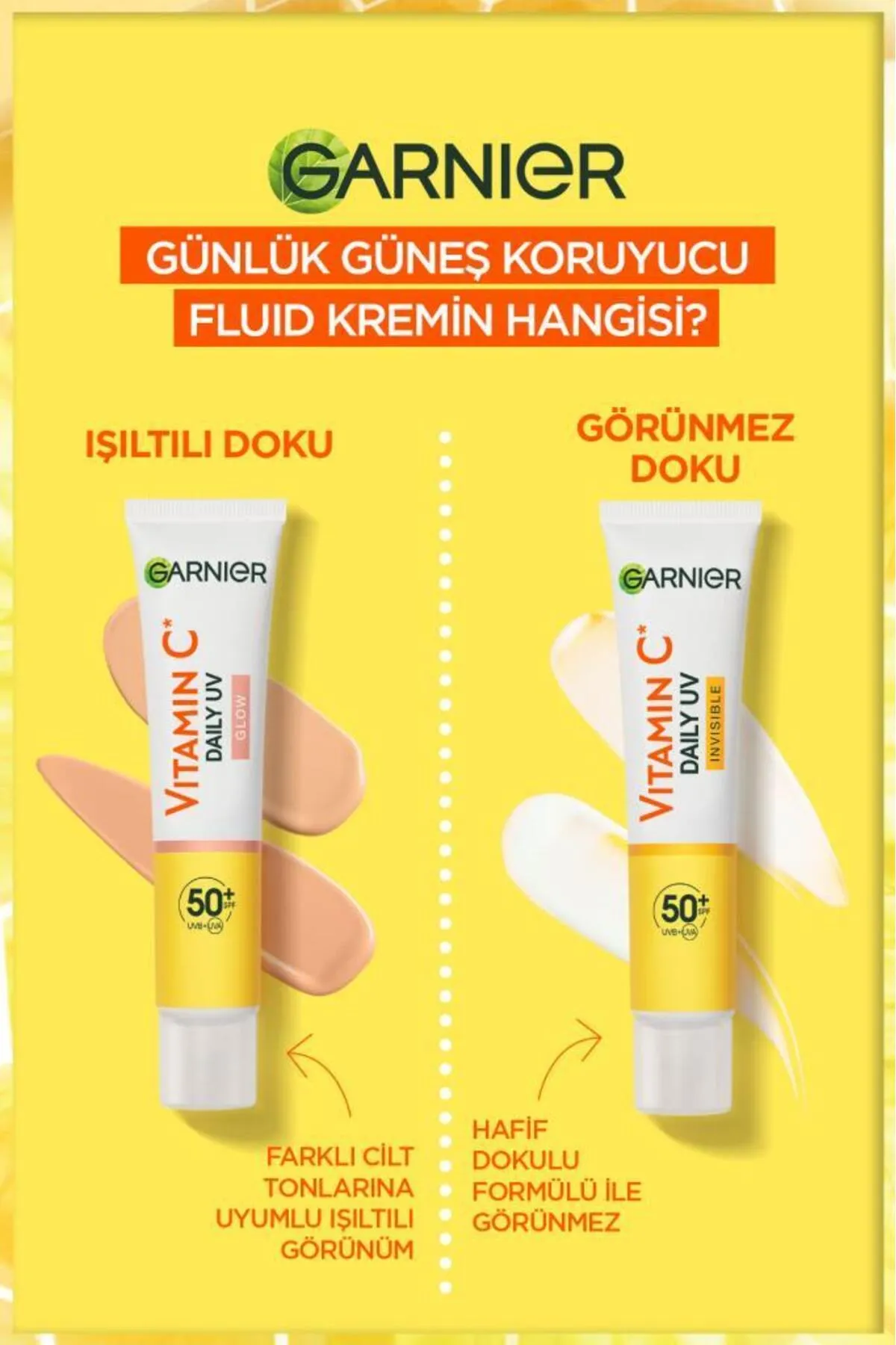Garnier C Vitamini Parlak Görünmez Doku Günlük Güneş Koruyucu Fluid Yüz Kremi 40 ml - Thumbnail