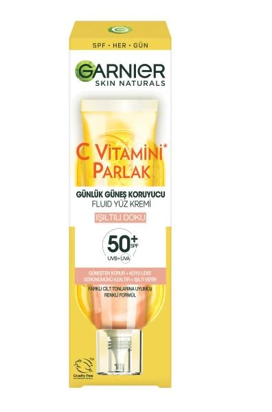 Garnier - Garnier C Vitamini Parlak Işıltılı Doku Günlük Güneş Koruyucu Fluid Yüz Kremi 40 ml
