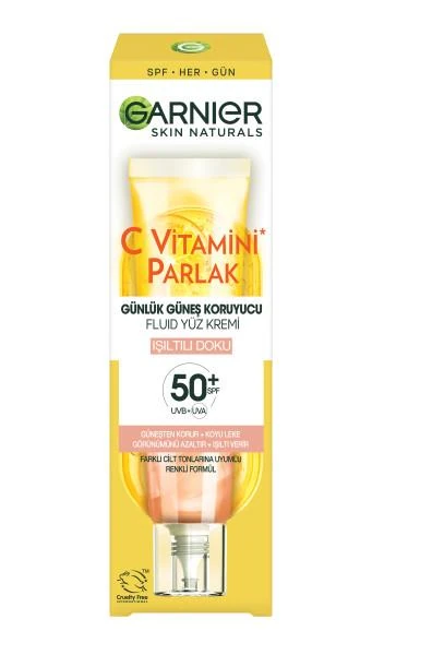 Garnier C Vitamini Parlak Işıltılı Doku Günlük Güneş Koruyucu Fluid Yüz Kremi 40 ml - Thumbnail