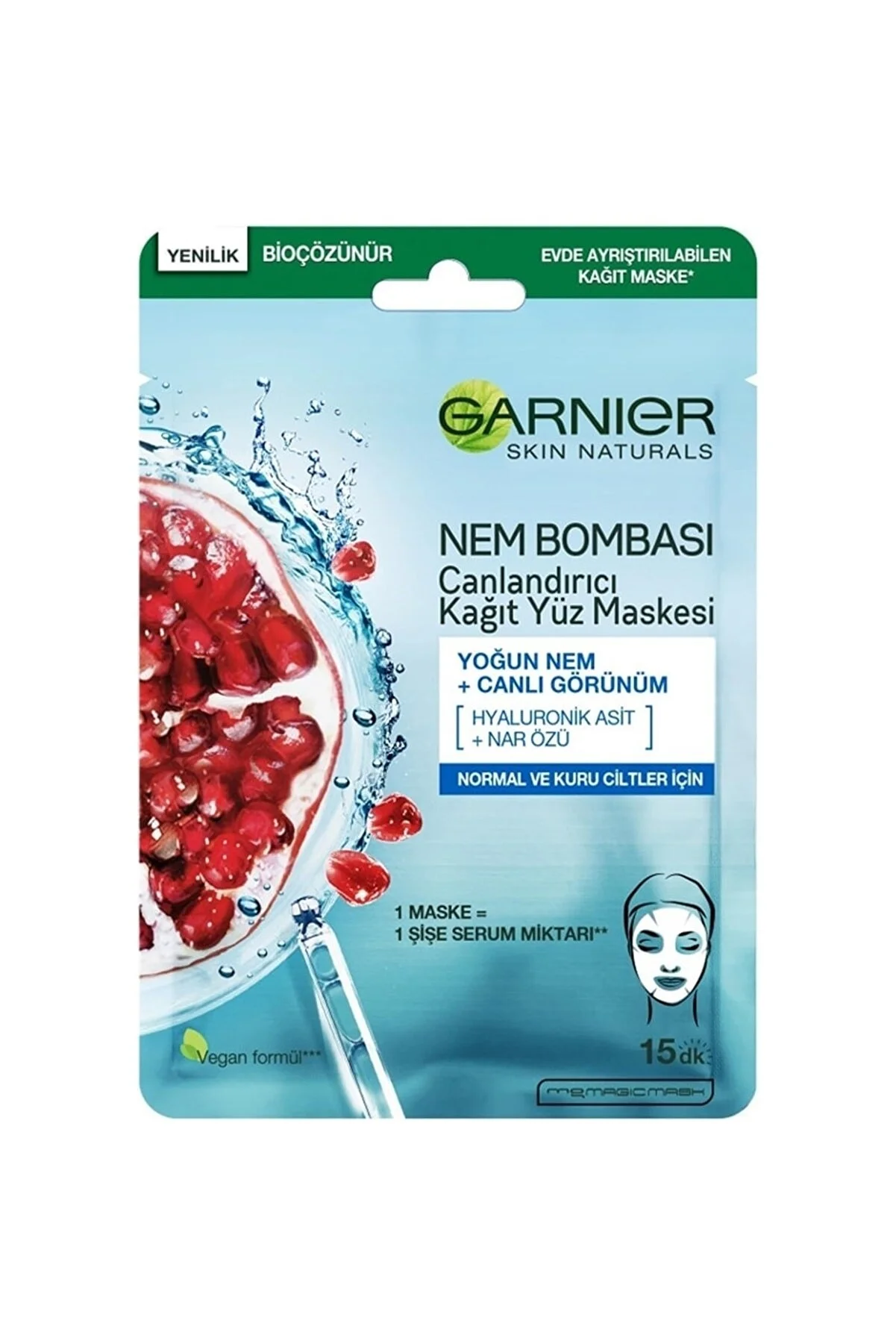 Garnier Nem Bombası Canlandırıcı Kağıt Yüz Maskesi 28 g - 1