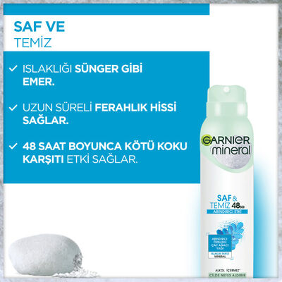 Garnier Mineral Saf&Temiz 48 Saat Sprey Deodorant 150 ml