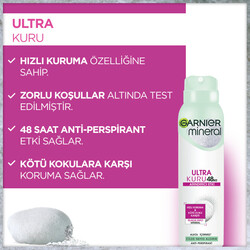 Garnier Mineral Ultra Kuru 48 Saat Sprey Deodorant 150 ml - Thumbnail