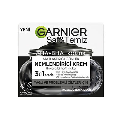 Garnier Saf Temiz AHA+BHA Kömür Matlaştırıcı Günlük Nemlendirici Krem 50 ml