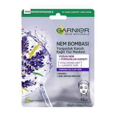 Garnier Nem Bombası Yorgunluk Karşıtı Kağıt Yüz Maskesi 