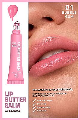 Golden Rose Lip Butter Balm Care&Gloss Renkli Dudak Parlatıcısı 01 Bubble Gum - 3