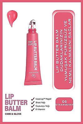Golden Rose Lip Butter Balm Care&Gloss Renkli Dudak Parlatıcısı 06 Strawberry Jam - 2