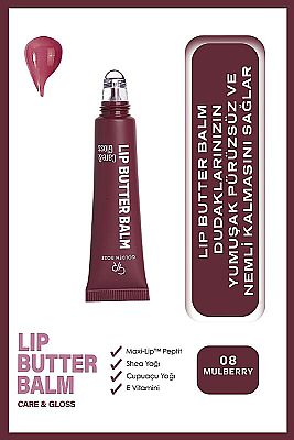 Golden Rose Lip Butter Balm Care&Gloss Renkli Dudak Parlatıcısı 08 Mulberry - 2