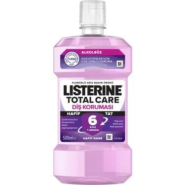 Listerine - Listerine Total Care Hafif Tat Diş Koruması Alkolsüz Ağız Bakım Suyu 500 ml