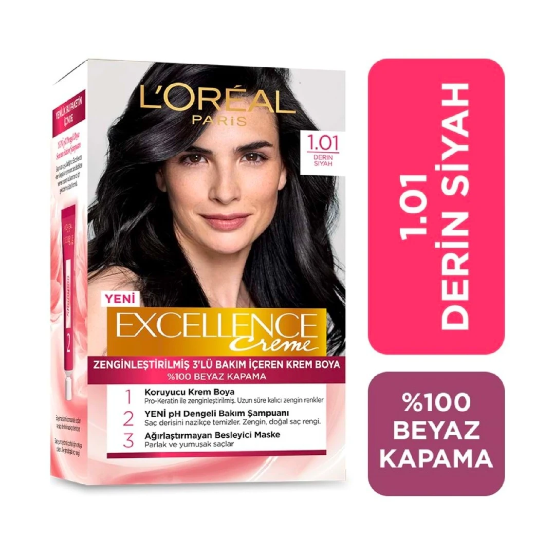 Excellence - L’Oréal Paris Excellence Creme Saç Boyası 1.01 Derin Siyah