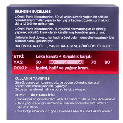 L'Oréal Paris Revitalift Lazer X3 Gkf20 Leke Ve Kırışıklık Karşıtı Bakım Kremi 50 ml