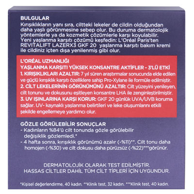 L'Oréal Paris Revitalift Lazer X3 Gkf20 Leke Ve Kırışıklık Karşıtı Bakım Kremi 50 ml