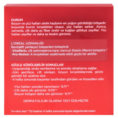 L'Oréal Paris Revitalift Yüz Hatlar Ve Boyun Yenileyici Krem 50 ml