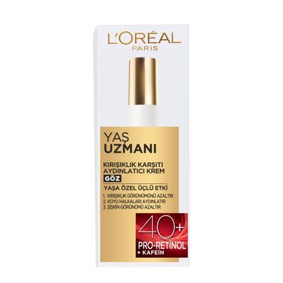 L'Oréal Paris Yaş Uzmanı 40+ Kırışıklık Karşıtı Aydınlatıcı Göz Kremi 15 ml