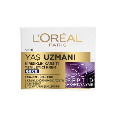 Loreal Paris Yaş Uzmanı 50+ Kırışıklık Karşıtı Yenileyici Gece Kremi 50 ml - 1