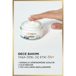 Loreal Paris Yaş Uzmanı 50+ Kırışıklık Karşıtı Yenileyici Gece Kremi 50 ml - Thumbnail