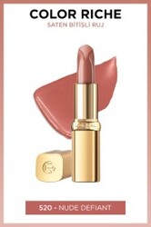 Loreal Paris Color Riche Nude Intense Lipstcik Ruj 520 Nude Defiant - Thumbnail
