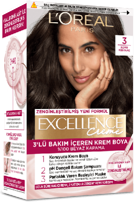 Loreal Paris Excellence Creme Saç Boyası 3 Koyu Kestane - 1