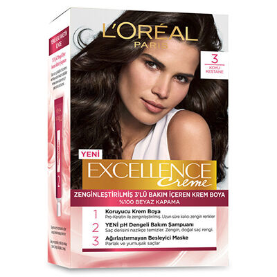 L'Oréal Paris Excellence Creme Saç Boyası 3 Koyu Kestane - 1