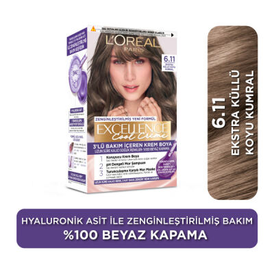 Loreal Paris Excellence Cool Creme Saç Boyası 6.11 Ekstra Küllü Koyu Kumra - 1