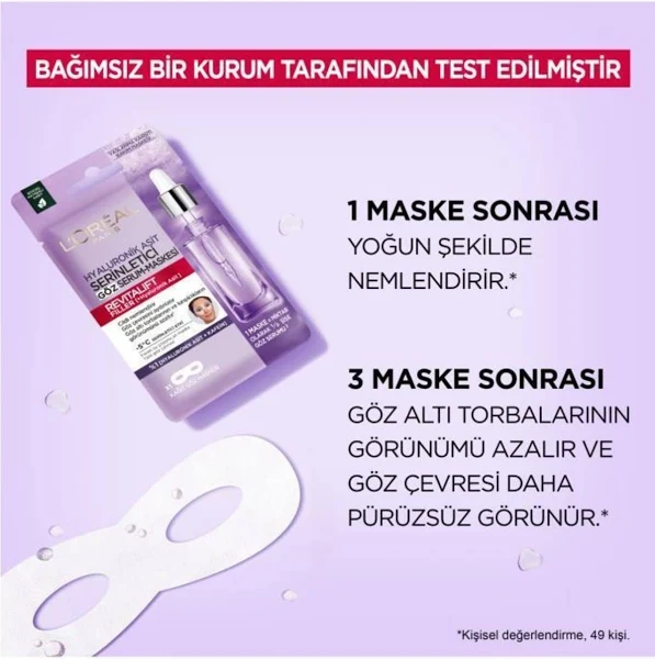 Loreal Paris Revitalift Filler Hyaluronik Asit Serinletici Kağıt Göz Serum Maskesi 11 ml - Thumbnail