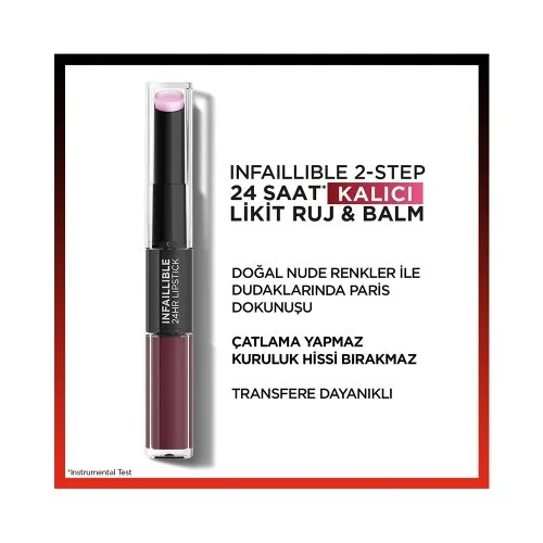 L'Oréal Paris Infaillible 2-Step 24 Saat Kalıcı Likit Ruj & Balm - 302 Rose Eternite - 1