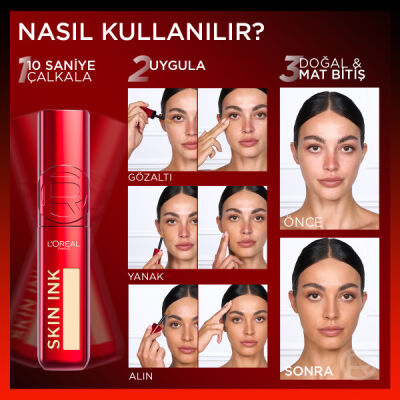 Loreal Paris Skin Ink Gün Boyu Kapatıcı Fondöten - 100 - 3