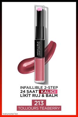 L'Oréal Paris Infaillible 2-Step 24 Saat Kalıcı Likit Ruj & Balm - 213 Toujours Teaberry - 3