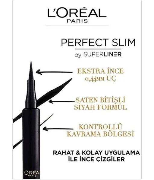 Loreal Paris Perfect Slim Superliner 24 H Waterproof Intense Black Suya Dayanıklı Eyeliner 01 - Thumbnail