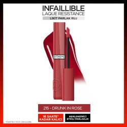 Loreal Paris Infaillible Laque Resistance Likit Parlak Ruj - 215 Drunk in Rose - 2