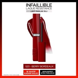 Loreal Paris Infaillible Laque Resistance Likit Parlak Ruj - 520 Berry Bordeaux - 2