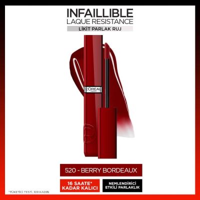 Loreal Paris Infaillible Laque Resistance Likit Parlak Ruj - 520 Berry Bordeaux - 2