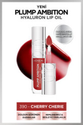 Loreal Paris Plump Ambition Hyaluron Lip Oil Besleyici ve Nemlendirici Dudak Parlatıcısı - 390 Cherry Cherie - Loreal Paris