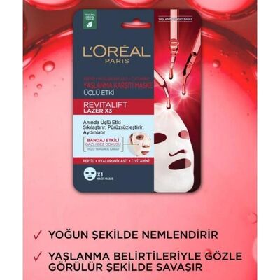 Loreal Paris Revitalift Lazer X3 Yaşlanma Karşıtı Kağıt Maske 28 g - 2