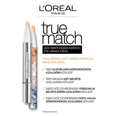 L'Oréal Paris True Match Göz Kremi İçeren Kapatıcı 1-2 D/W