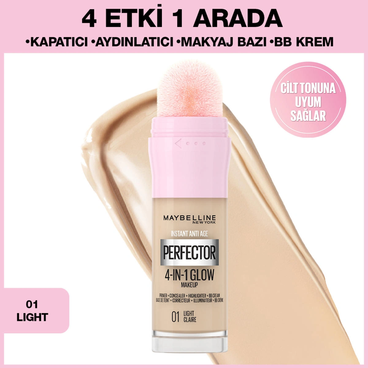 Maybelline New York Instant Perfector Glow 4 Etki 1 Arada Kapatıcı 01 Light Claire - 2