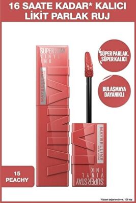 Maybelline Super Stay Vinyl Ink Ruj 15 Peachy - 1