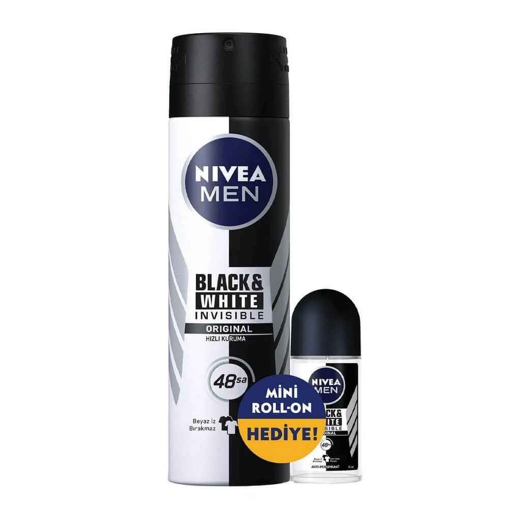 Nivea - Nivea Men Black White Invisible Deodorant 150 ml + Roll On 25 ml