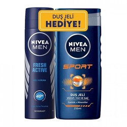 Nivea - Nivea Men Fresh Active Deodorant 150 ml + Sport Duş Jeli 250 ml