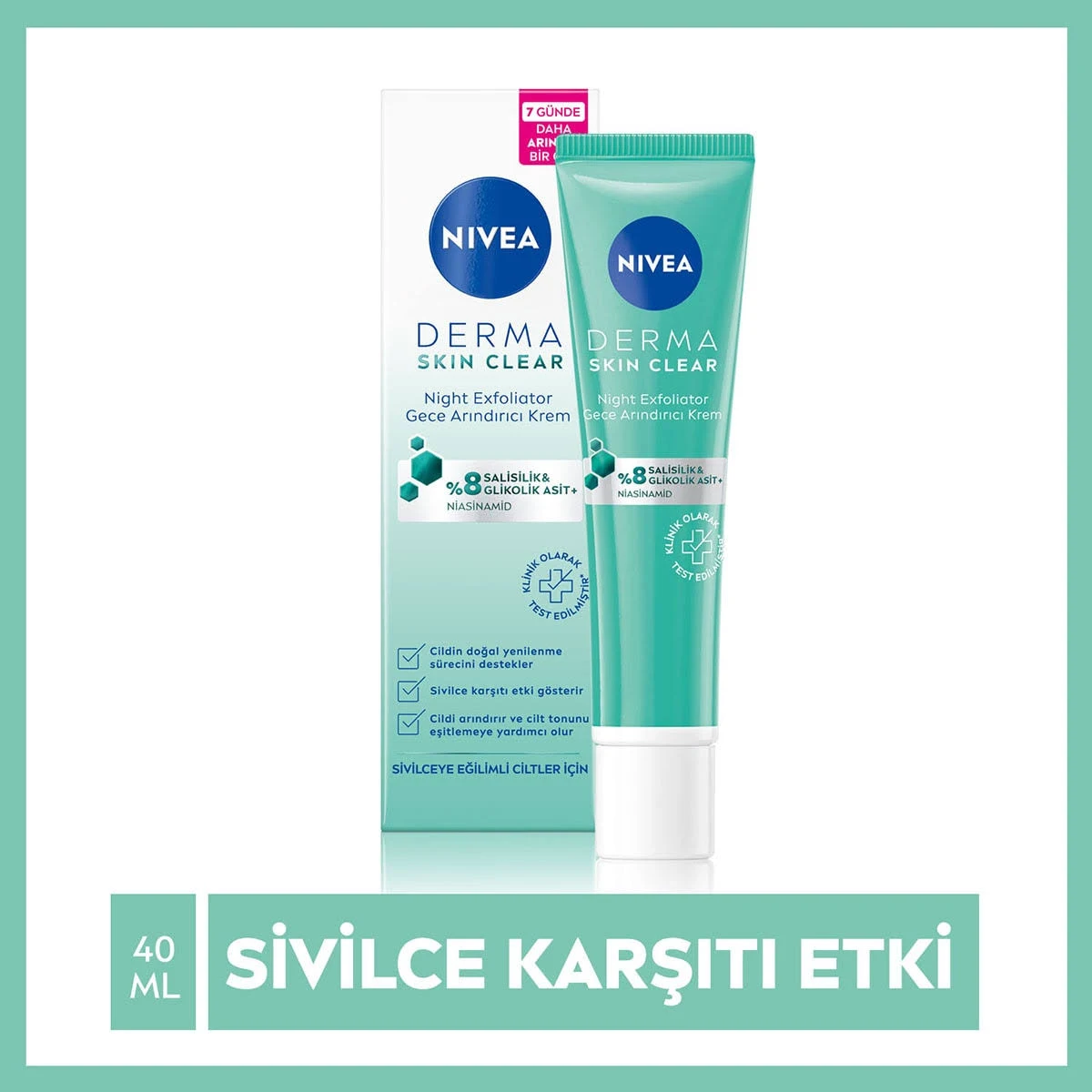 Nivea Derma Skin Clear Gece Arındırıcı Krem 40 ml