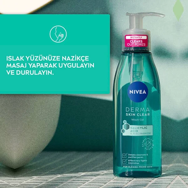 Nivea Derma Skin Clear Yüz Temizleme Jeli 150 ml - Thumbnail